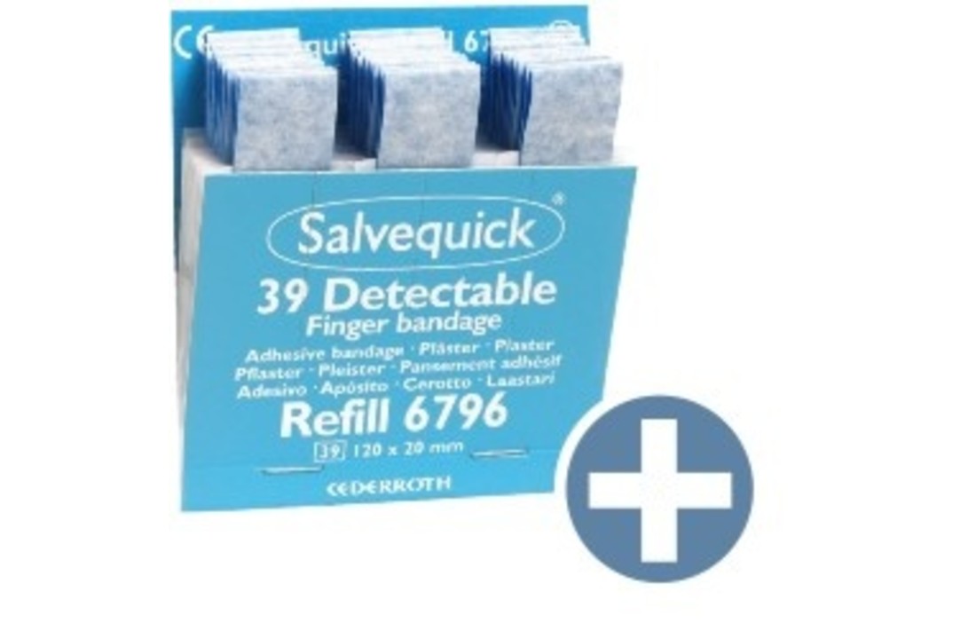 Salvequick Salvequick 6796 Refill 39 blau lange Fingerpflaster HACCP - 120  x 20 mm (6 Stück) - EVAC Deutschland & Österreich