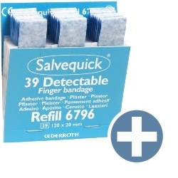 Salvequick 6796 Refill 39 blau lange Fingerpflaster HACCP - 120 x 20 mm (6 Stück)