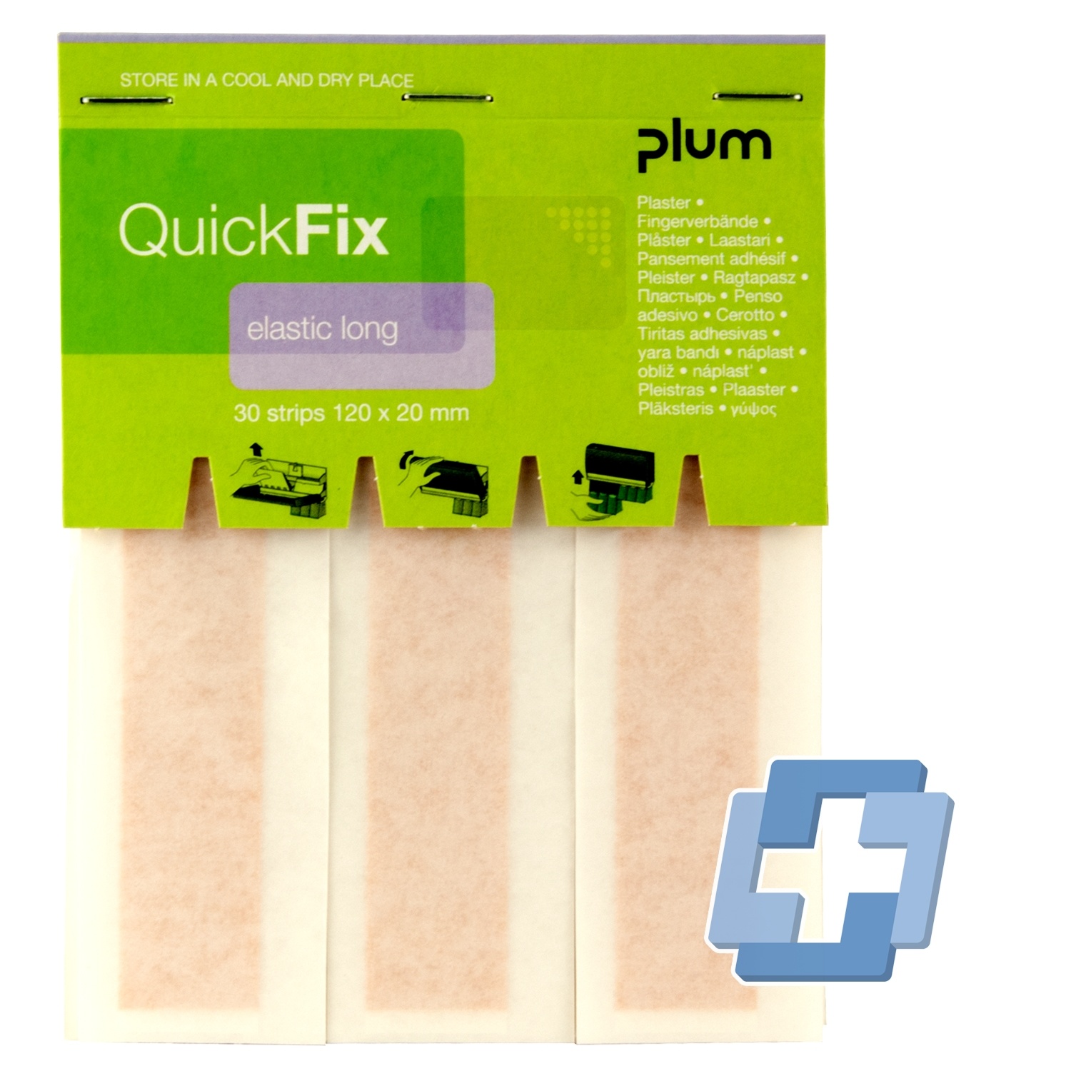 PLUM Navulling QuickFix textiele lange vingerpleisters - 120 x 20 cm