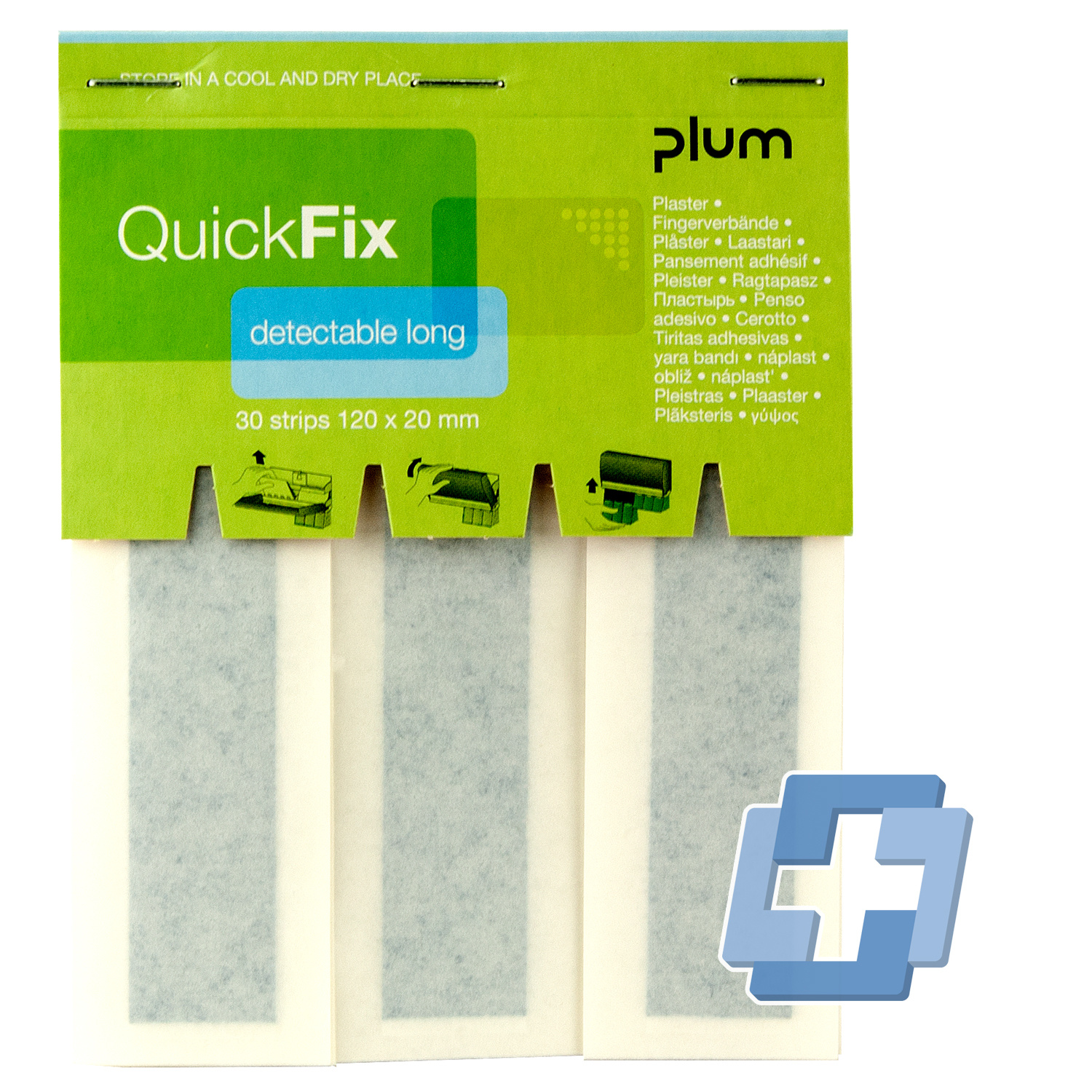 Plum QuickFix Pflasterspender Nachfüllung 30 detektierbare Fingerverbände (HACCP)
