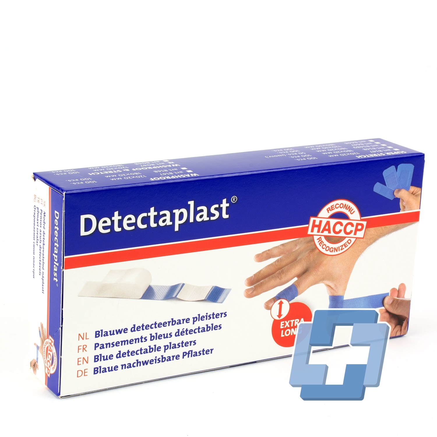 Wasserdichtes Detectaplast blaue Bandagen HACCP PU - 120 x 20 mm (100 Stück)
