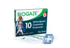 Biogaze verbandgaas steriel - 10 cm x 10 cm (10 stuks)
