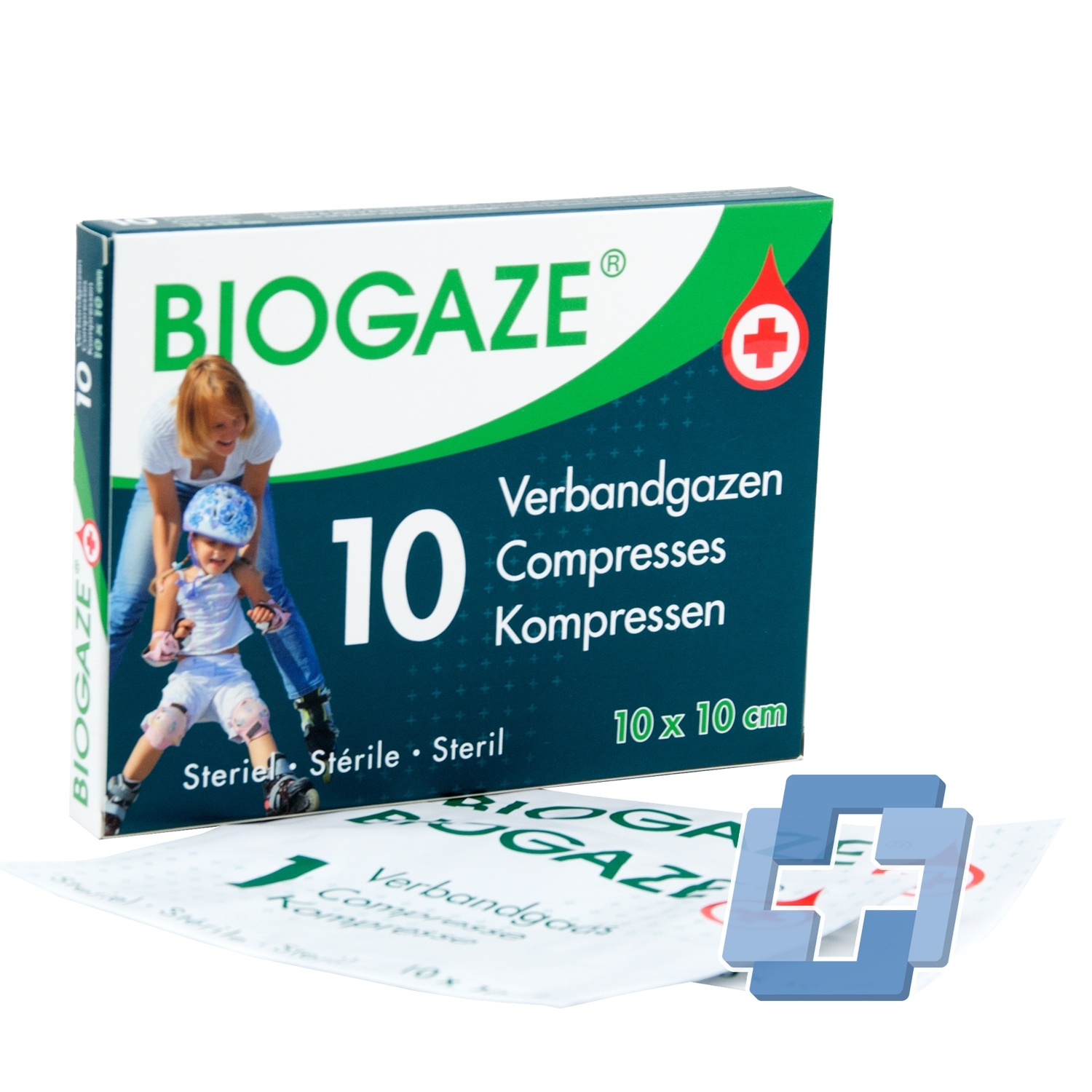 Biogaze verbandgaas steriel - 10 cm x 10 cm (10 stuks)