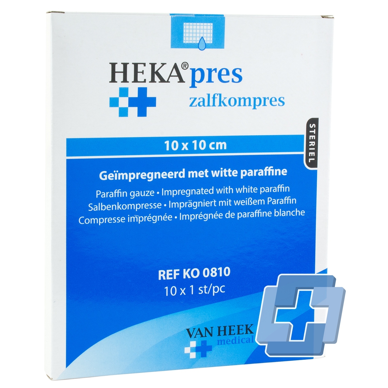 HEKApres Salbenkompresse steril 10-Pack (10 cm x 10 cm)