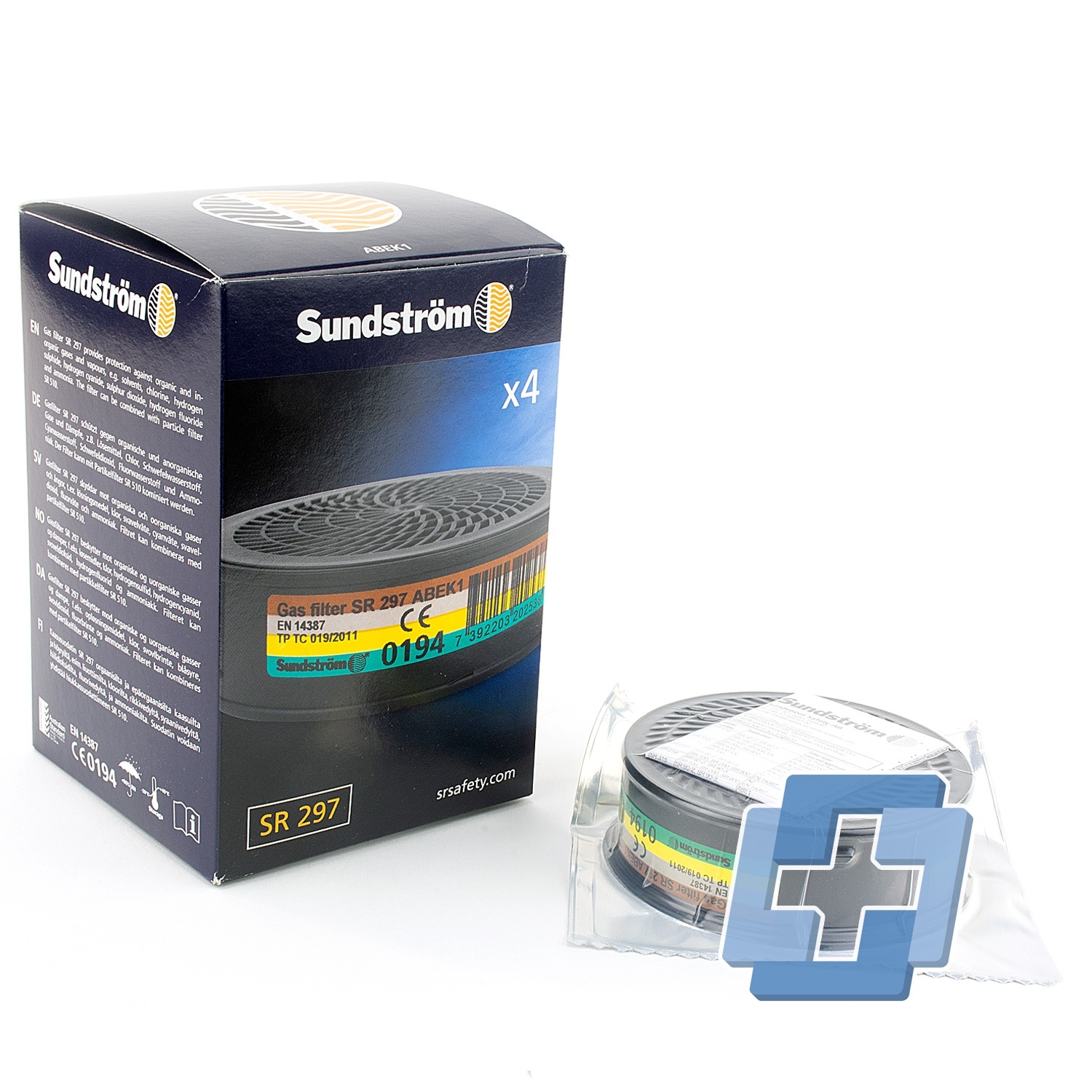 4x Sundstrom Gasfilter SR 297 ABEK1