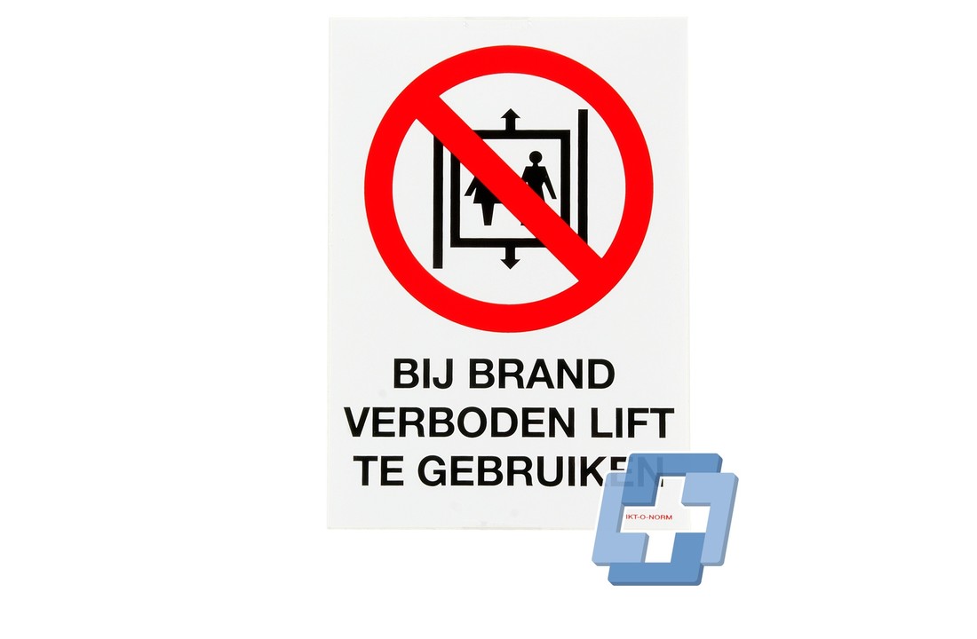 Bij brand verboden lift te gebruiken - 140 x 200 mm (sticker)
