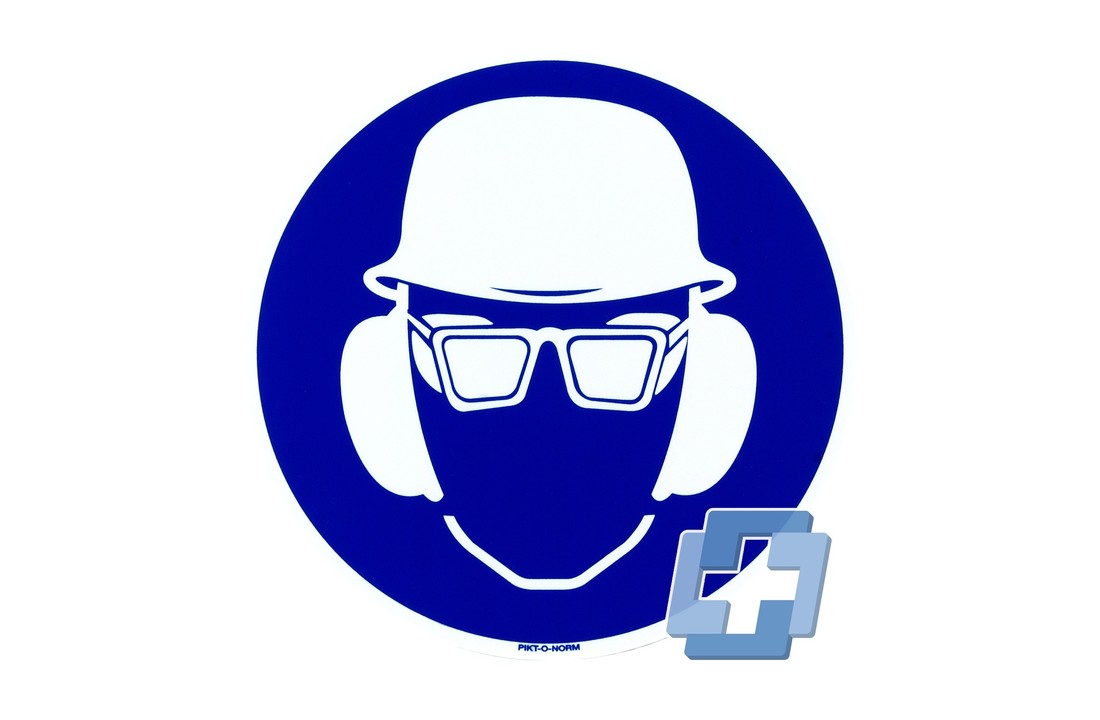 Helm- Bril en Oorkap verplicht - 200 mm (Sticker)