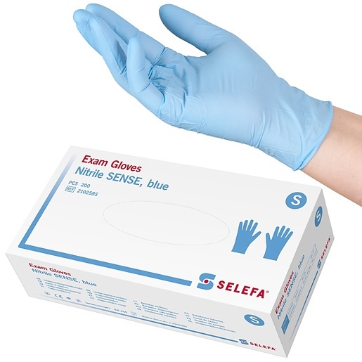 Handschoen Selefa nitrile sense blauw poedervrij (200 stuks)