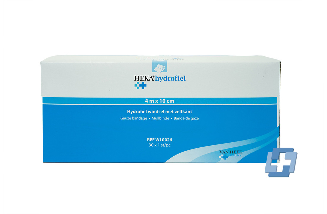 HEKA hydrofiel fixatiewindsel - 4 m x 10 cm (30 stuks)