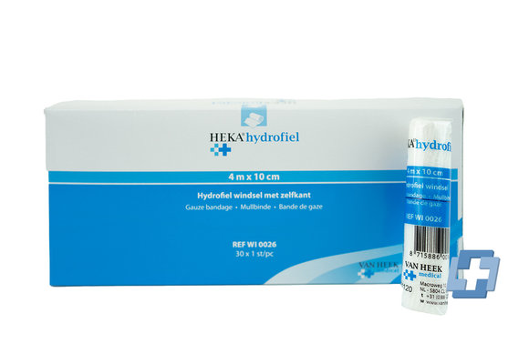 HEKA hydrofiel fixatiewindsel - 4 m x 10 cm (30 stuks)