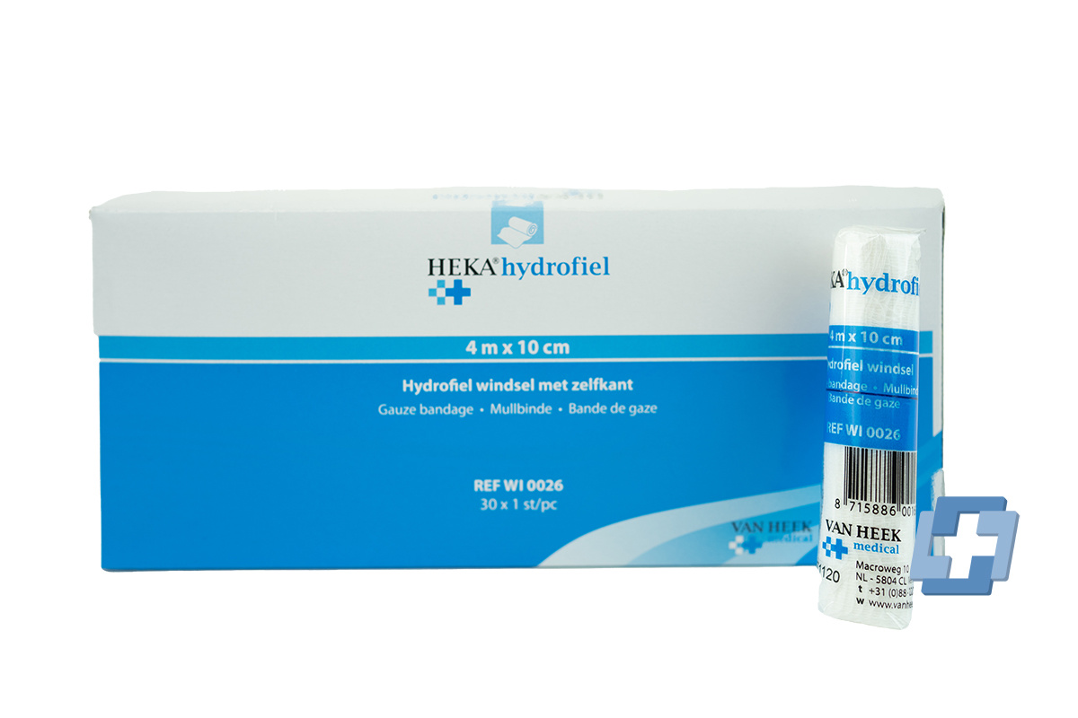 HEKA hydrofiel fixatiewindsel - 4 m x 10 cm (30 stuks)