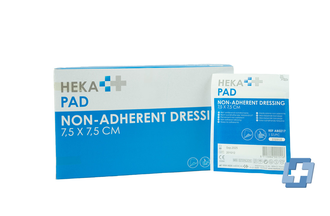 HEKA pad niet verklevende wondkompres steriel - 7,5 x 7,5 cm (100 stuks)