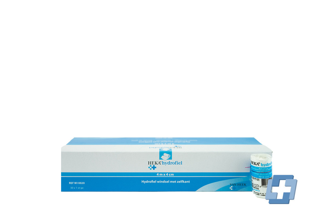 HEKA Hydrofiel fixatiewindsel - 4 m x 4 cm (30 stuks)