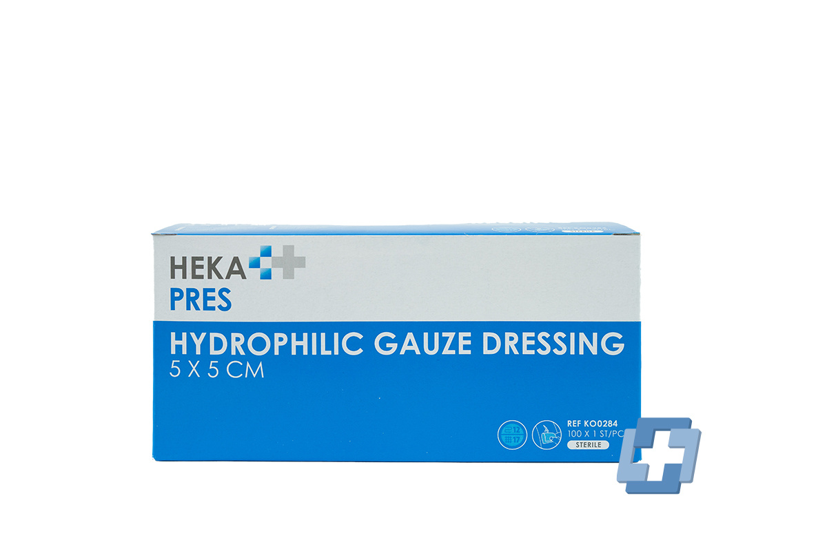 HEKA Hydrofiel gaaskompres steriel 12 laags - 5 x 5 cm (100 stuks)