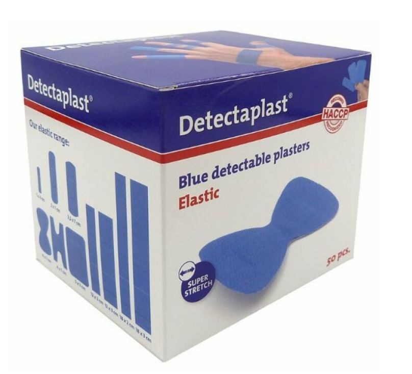 Blau elastische Tuchflicken HACCP Fingerspitze ET / Schmetterling (50 Stück)