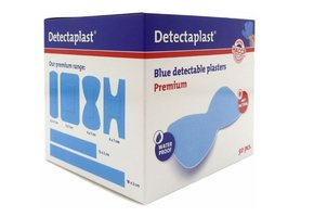 Detectaplast Premium blauwe PU pleisters, waterbestendig, 68 x 38 mm (Vlinder) (50 stuks)