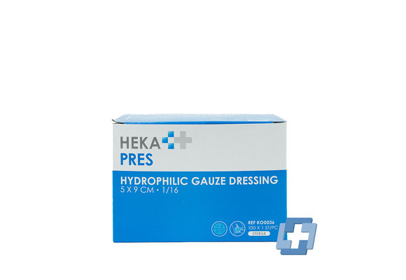HEKA Hydrofiel gaaskompres 1/16 steriel 8 laags - 5 x 9 cm (100 stuks)