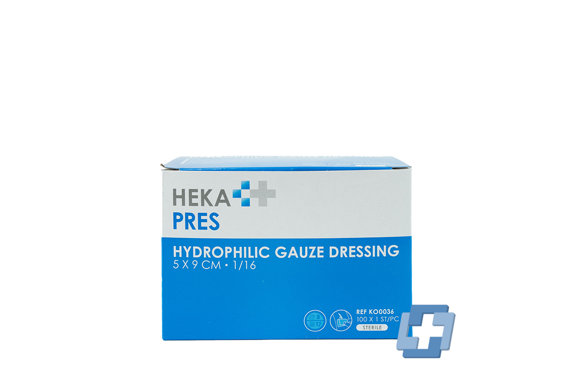 HEKA Hydrophilic Gaze sterile 1/16 8 Schicht (100 Stück)