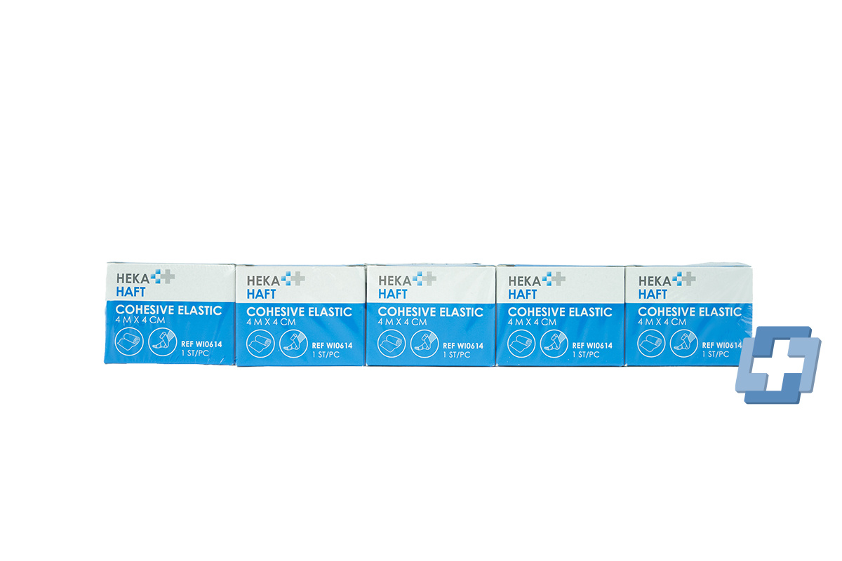HEKA Haft verklevend elastisch fixatiewindsel -  4 m x 4 cm (5 stuks)