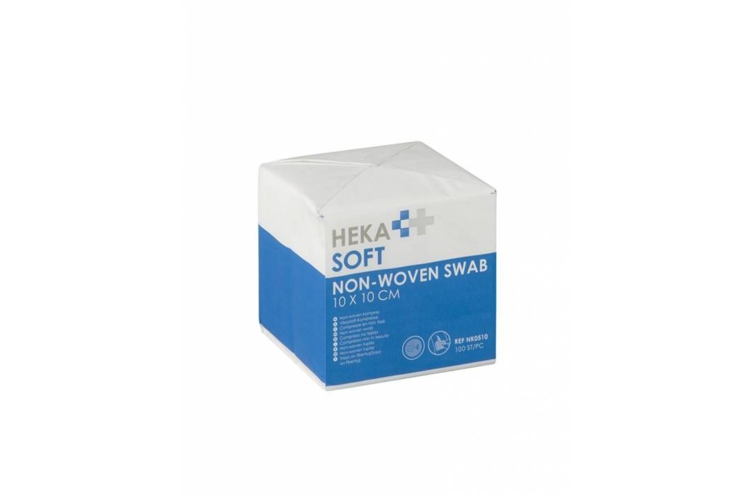HEKA soft wondkompres niet steriel 4 laags - 10 x 10 cm (100 stuks)