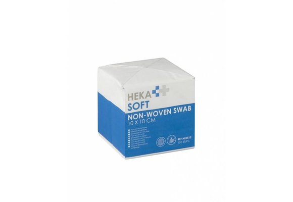 HEKA soft wondkompres niet steriel 4 laags - 10 x 10 cm (100 stuks)