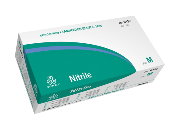 Evercare Sky Nitrilblaue Handschuhe unsteril pdv (100 Stück)