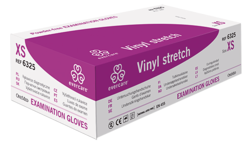 Evercare vinyl stretch handschoen onsteriel pdv (100 stuks)