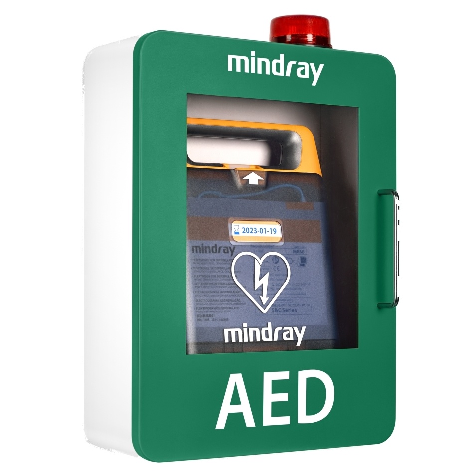 Mindray AED wandkast met alarm (groen)