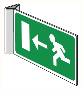 Vluchtweg Pictogram - pijl links - 300 x 150 mm (Alluminium)
