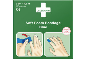 Cederroth Soft Foam Bandage Blauw - Blauw, 3 cm x 4,5 m (1 box)