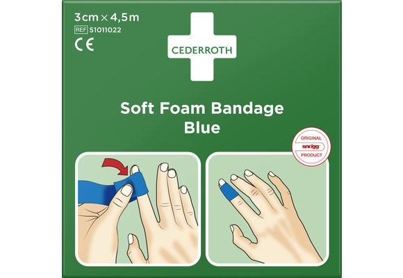 Cederroth Soft Foam Bandage Blau - Blau, 3 cm x 4,5 m (1 Karton)