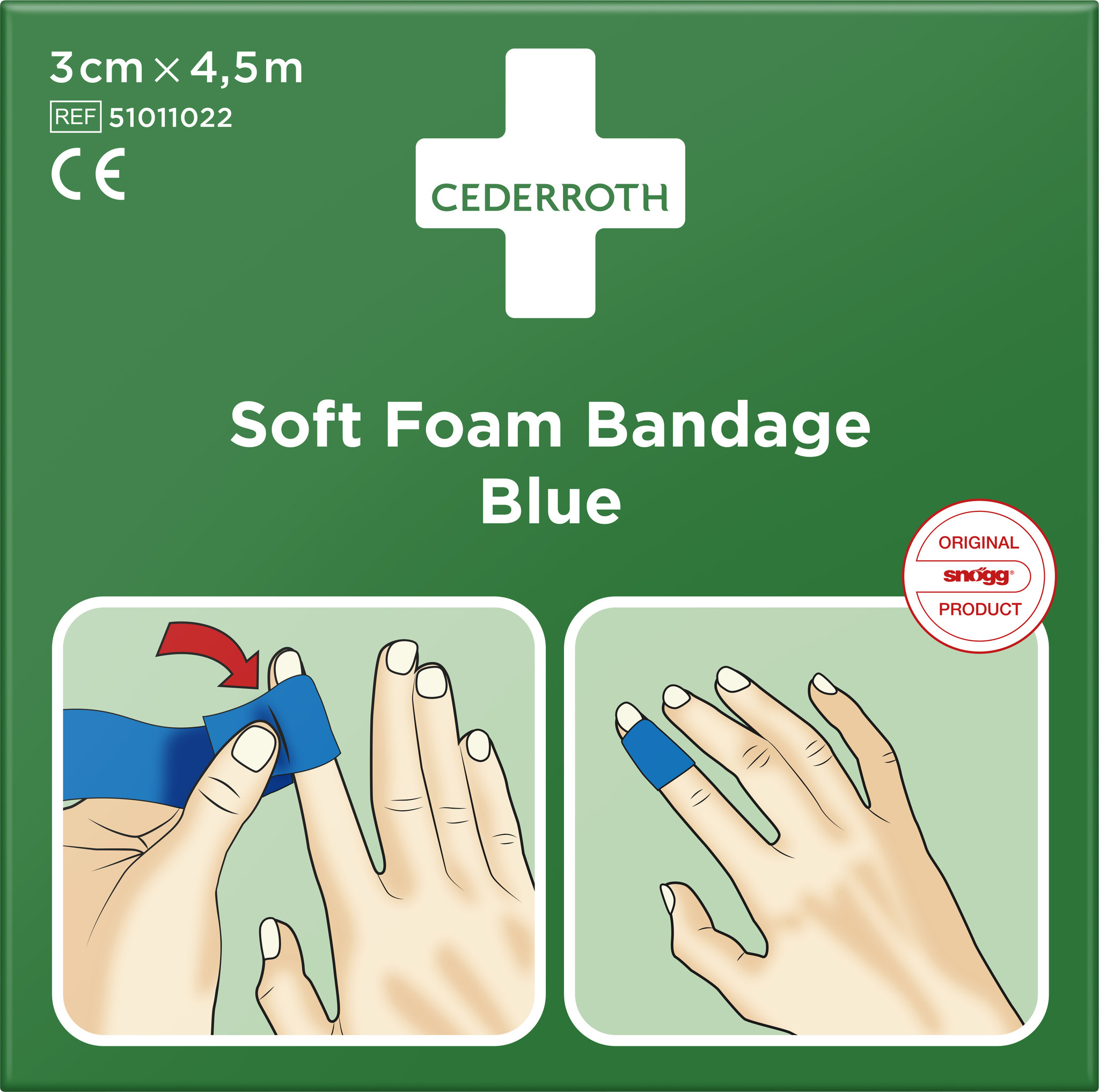 Cederroth Soft Foam Bandage Blauw - Blauw, 3 cm x 4,5 m (1 box)