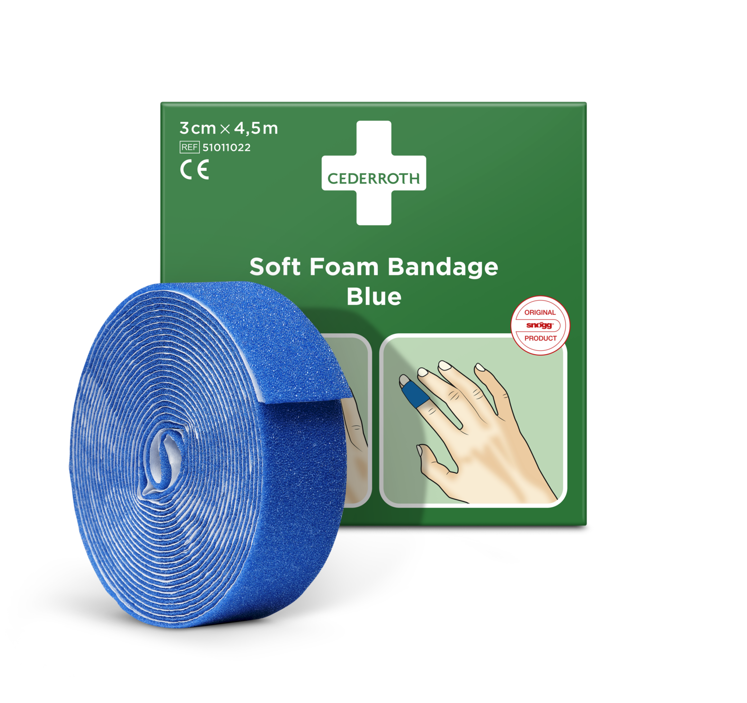 Cederroth Soft Foam Bandage Blau - Blau, 3 cm x 4,5 m (1 Karton)