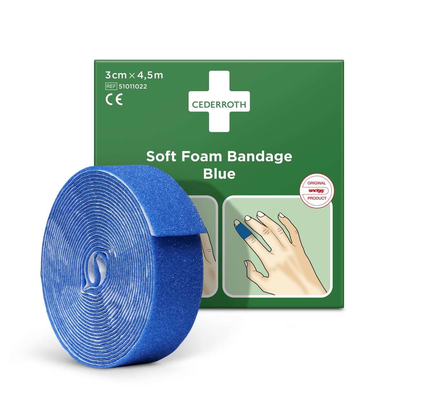 Cederroth Soft Foam Bandage Blauw - Blauw, 3 cm x 4,5 m (1 box)