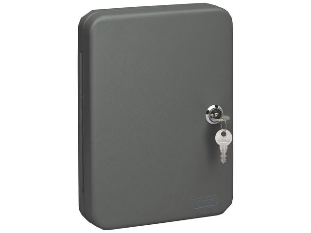Staples Sleutelkast  20 haken, 250 x180 x45 mm grijs (1 Stuks)