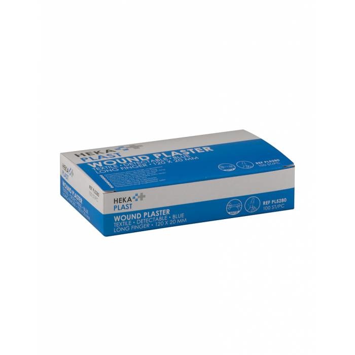 HEKA blauwe HACCP pleisters ET detecteerbaar - 120 x 20 mm niet steriel (100 Stuks)