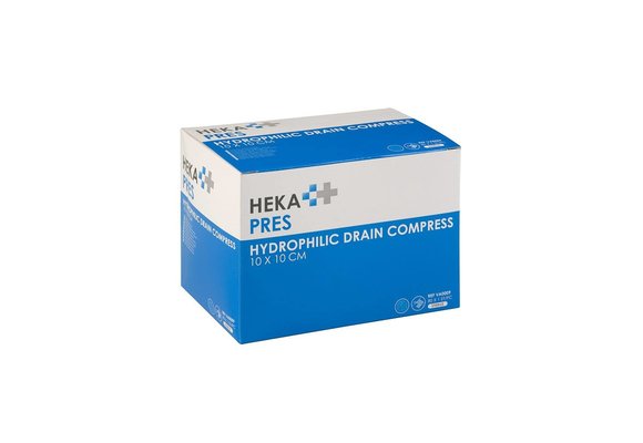 HEKA pres hydrofiel drainkompres - 10 x 10 cm  steriel (80 Stuks)