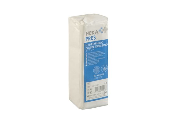 HEKA pres hydrofiel gaaskompres - 5 x 5 cm niet steriel 12 lagen (100 Stuks)