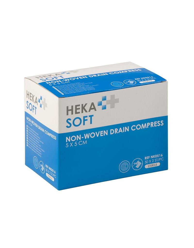HEKA soft non-woven drainkompres - 5 x 5 cm steriel 4 lagen (5x2 Stuks)