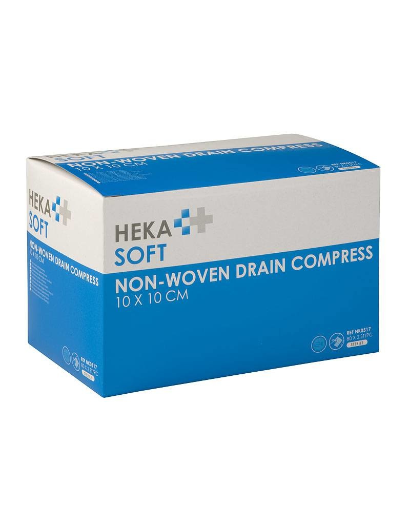 HEKA soft non-woven drainkompres - 10 x 10 cm steriel 4 lagen (80x2 Stuks)