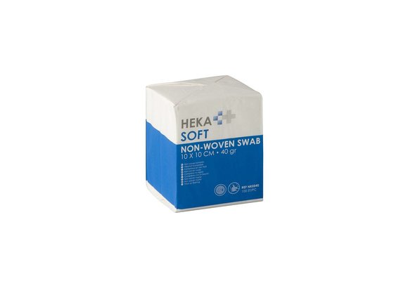 HEKA soft non-woven kompres - 10 x 10 cm niet steriel 4 lagen 40 gram (100 Stuks)