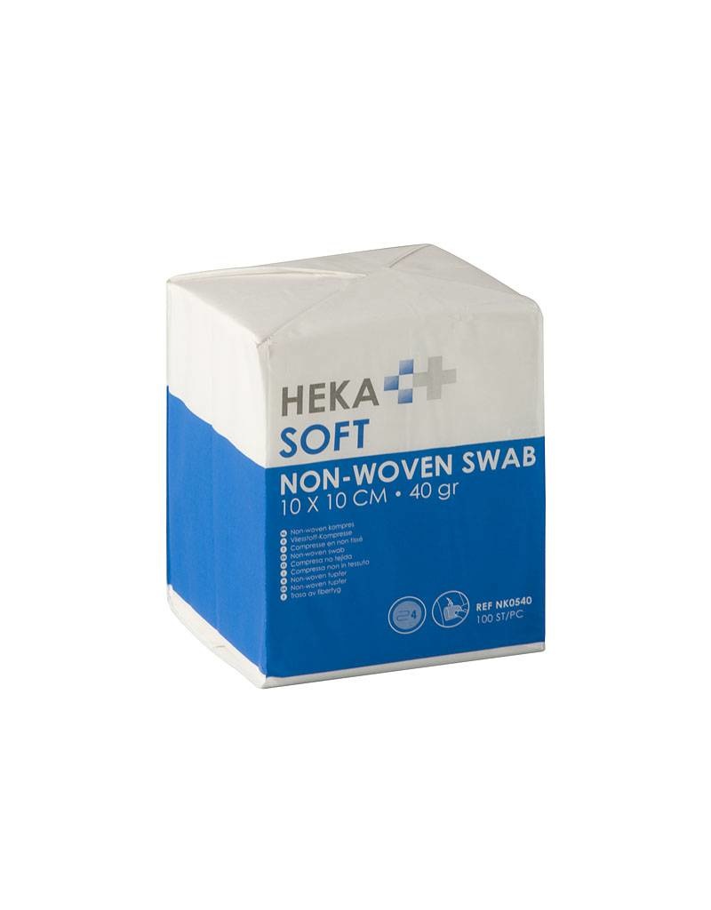 HEKA soft non-woven kompres - 10 x 10 cm niet steriel 4 lagen 40 gram (100 Stuks)