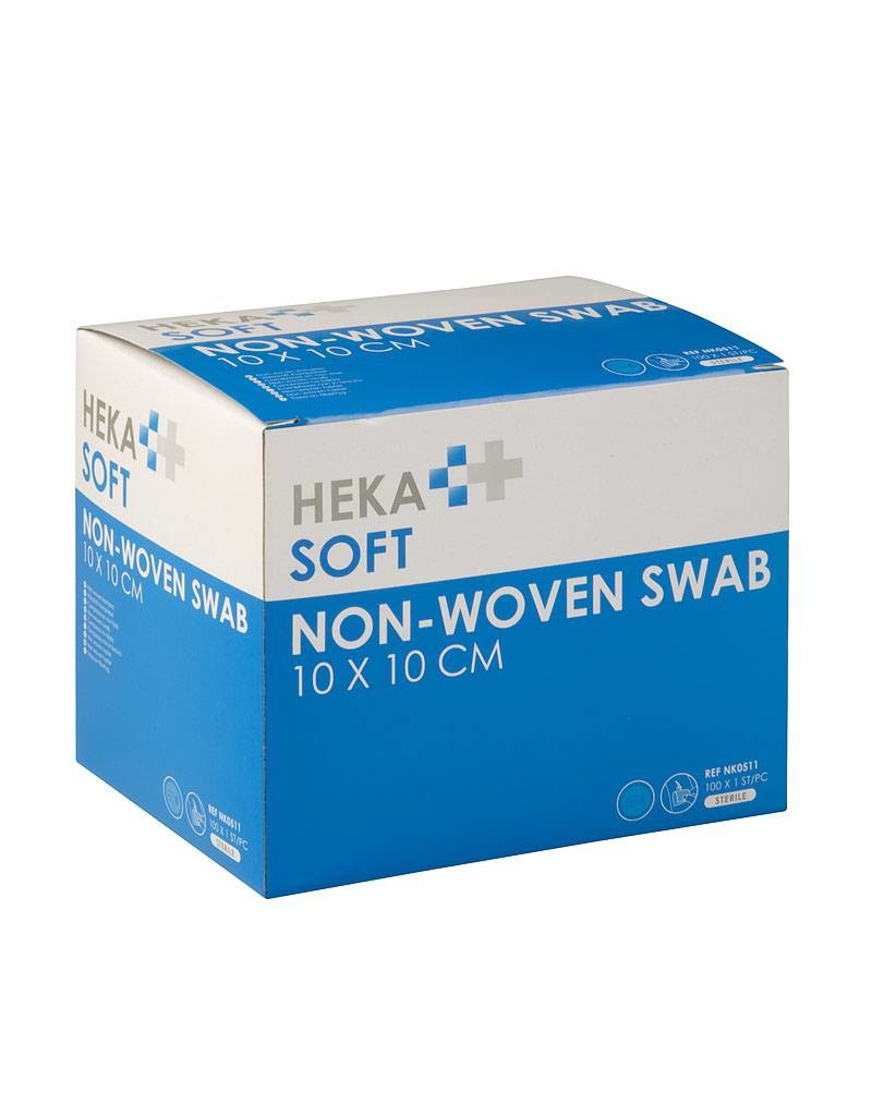 HEKA soft non-woven kompres - 10 x 10 cm steriel 4 lagen  (100 Stuks)