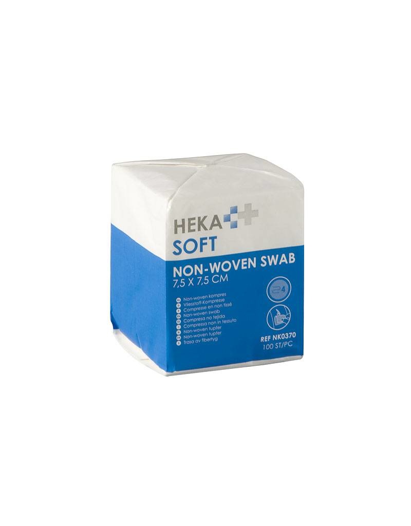 HEKA soft non-woven kompres - 7,5 x 7,5 cm niet steriel 4 lagen  (100Stuks)