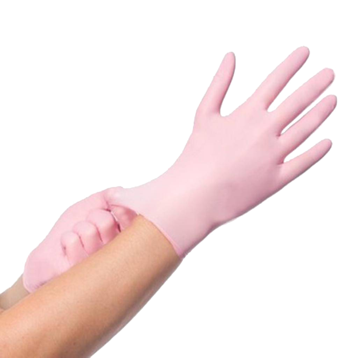 Handschoenen soft nitril roze ongepoederd niet steriel (100 stuks)