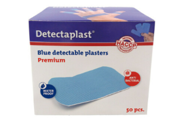 Detectaplast Wasserdicht Blau Bandagen HACCP PU - 50 x 72 mm (50 Stück)