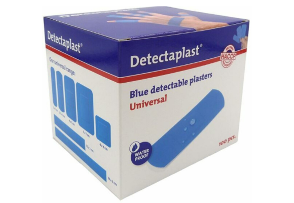 Detectaplast Elastic blauwe textiel pleisters, waterbestendig, 19 x 72 mm (100 stuks)