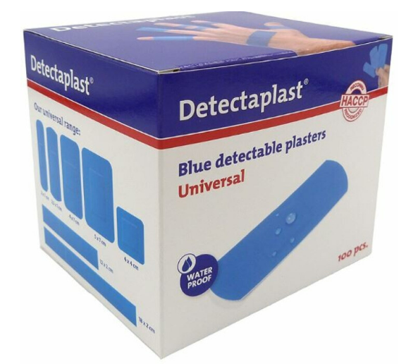 Detectaplast Elastic blauwe textiel pleisters, waterbestendig, 19 x 72 mm (100 stuks)