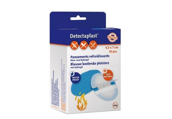 Detectaplast Premium blauwe hydrogel brandwonden pleister 43x68 mm (10 stuks)