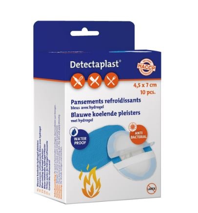 Detectaplast Premium blaues Hydrogel-Verbrennungspflaster 43x68 mm (10 Stück)